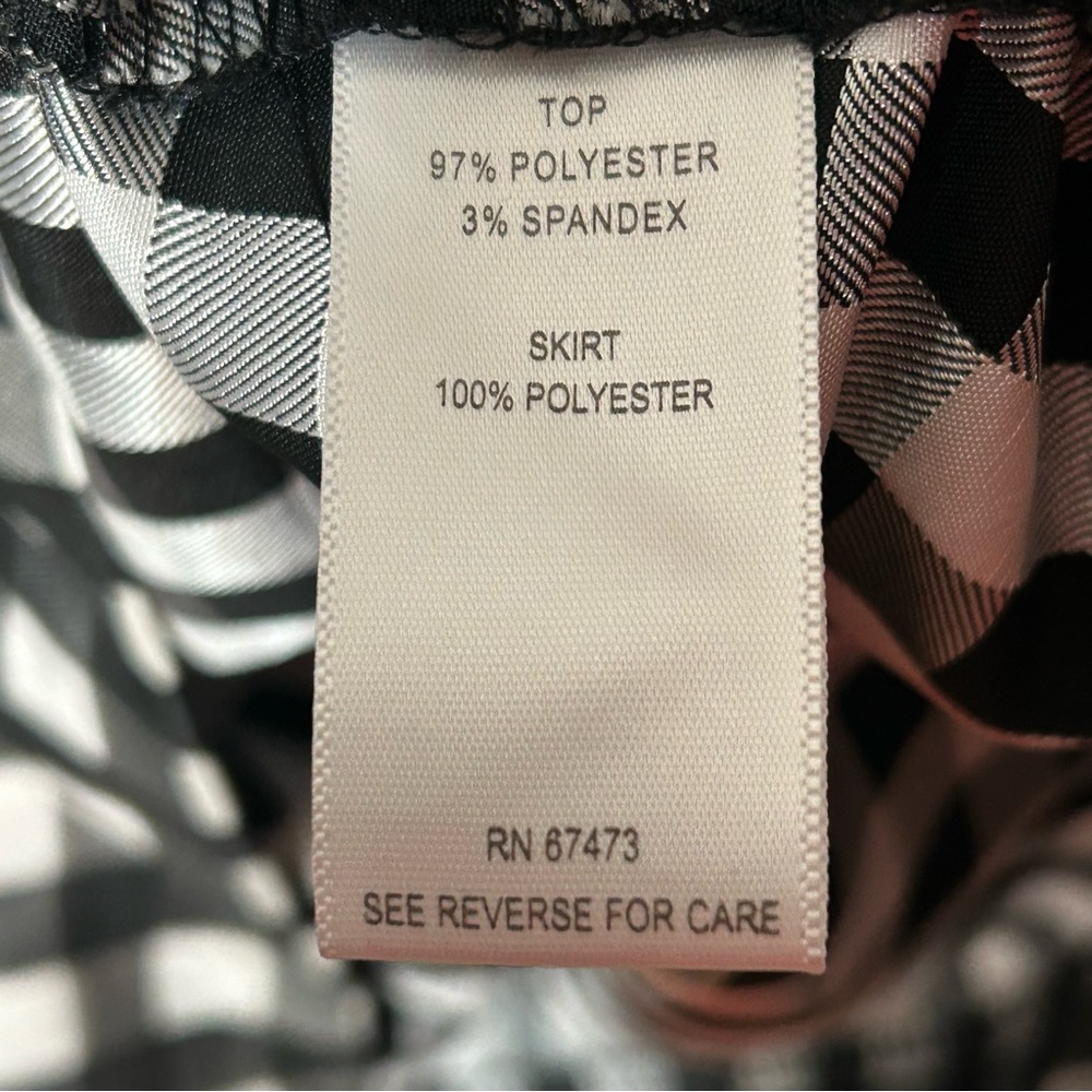 Taylor Woman Black and White Striped & Gingham Checkered Midi Dress Retro - Picture 8 of 16